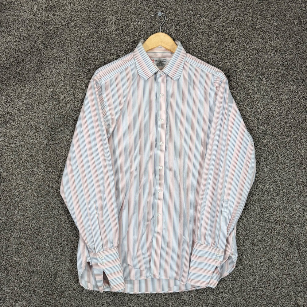 Turnbull & Asser Dress Shirt Mens 17 Multicolor Striped Cotton Barrel Cuff